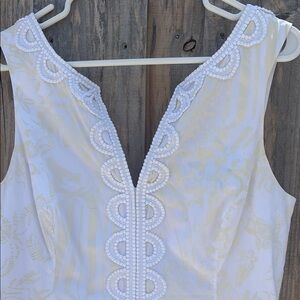 Lilly Pulitzer Cream Sheath Mini Dress Scoop Neck Sleeveless-size 12